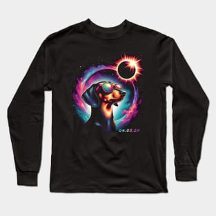 Celestial Dachshund Eclipse: Trendy Tee for Wiener Dog Enthusiasts Long Sleeve T-Shirt